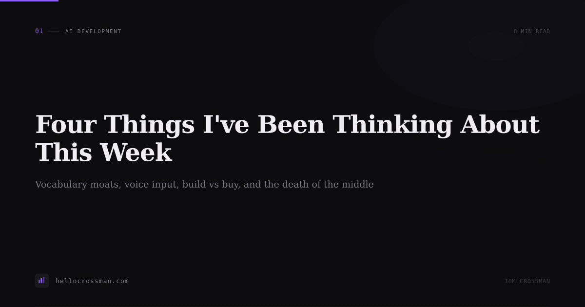 Four Things I've Been Thinking About This Week: Vocabulary Moats, Voice Input, Build vs Buy, and the Death of the Middle