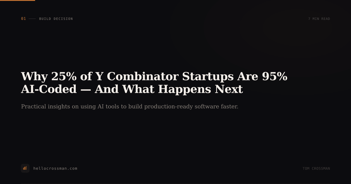 Why 25% of Y Combinator Startups Are 95% AI-Coded — And What Happens Next